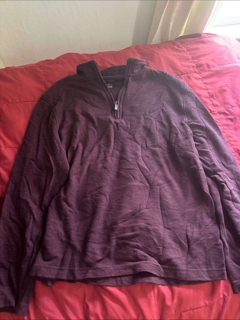 Van Heusen Men's Burgundy Half-Zip Sweater